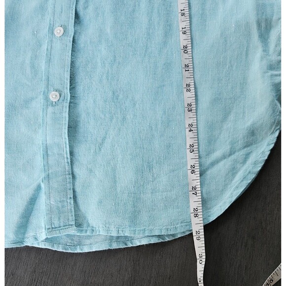Talbots 100% Linen Button Up Top Blouse Robin Egg Blue Size Med Coastal Easter - Picture 4 of 8
